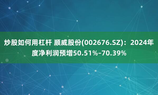 炒股如何用杠杆 顺威股份(002676.SZ)：2024年度净利润预增50.51%–70.39%